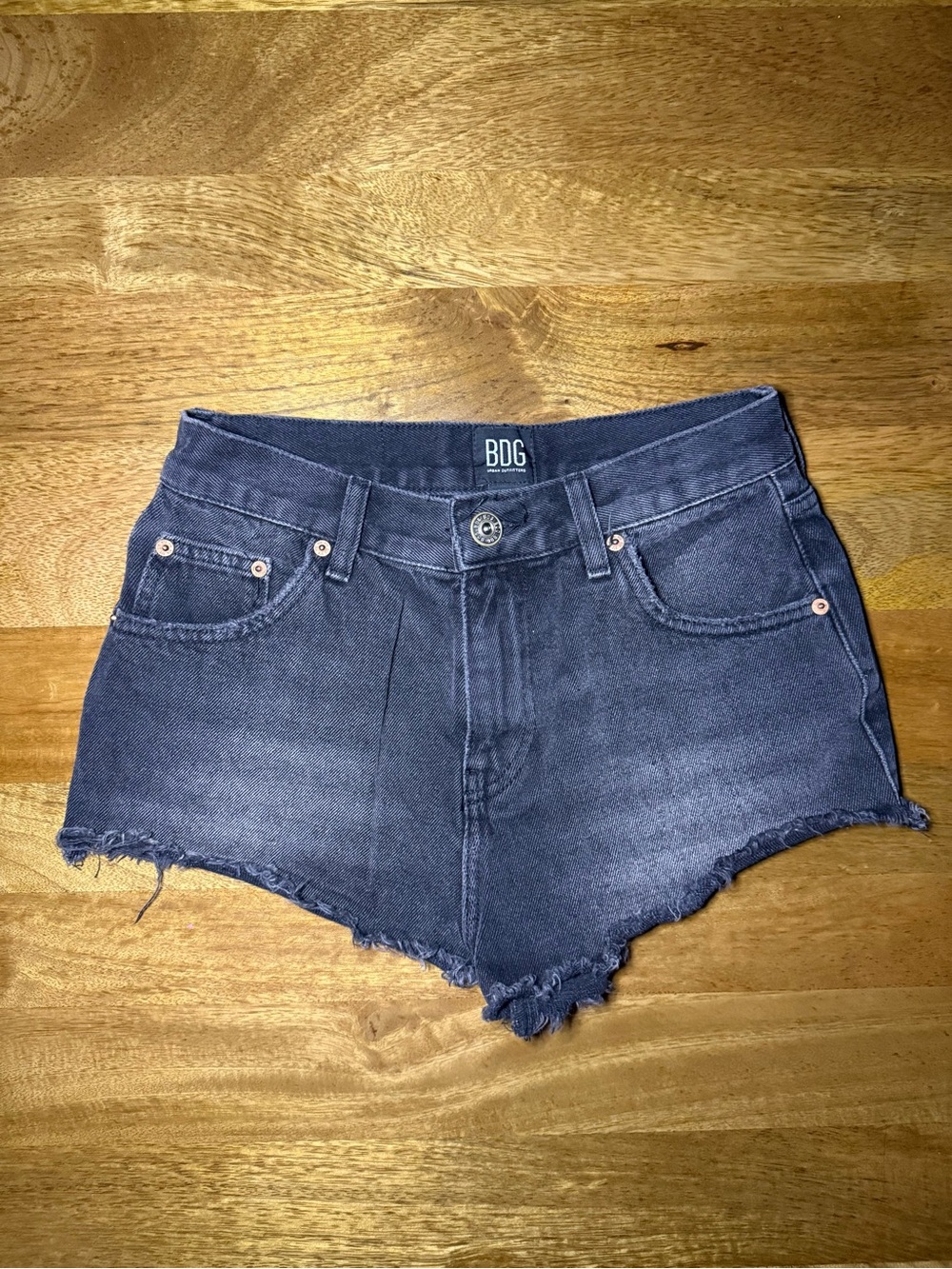 BDG Black Frayed Hem Denim Shorts
